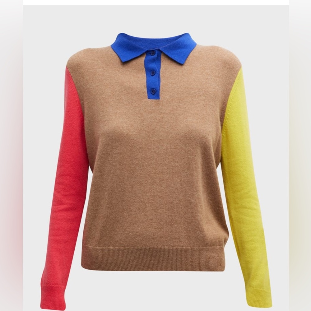 Chinti & Parker Nico Colorblock Sweater - Wool/Cashmere, Polo Collar